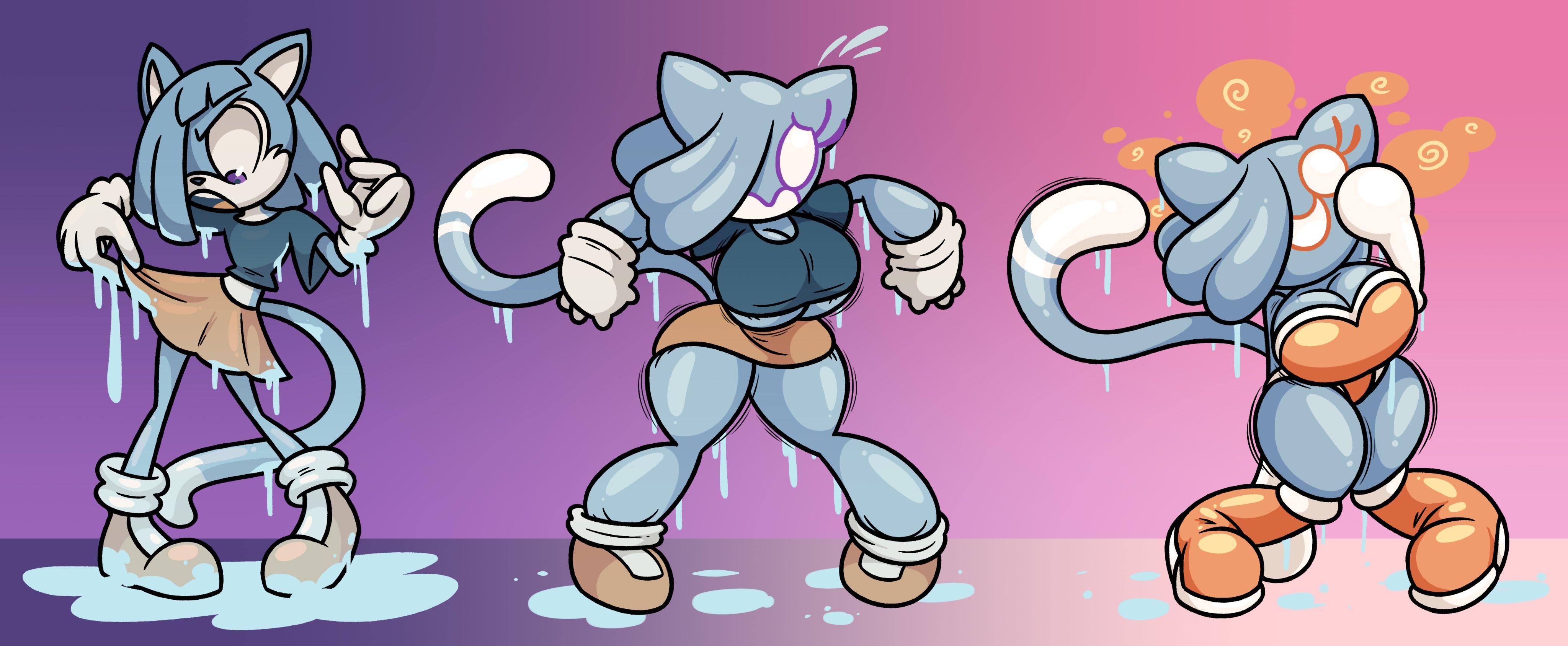 ass expansion, brainwashing, breast expansion, breast growth, breast growth (enlargement), breasts, fan character, female, frost-lock, gender transformation, mtf transformation, slime, smile, sonic (series), sonic oc, sonic the hedgehog (series), transformation, transformation sequence