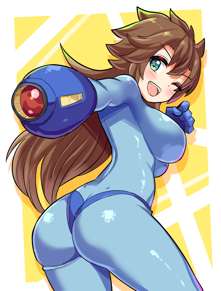 1girls big_ass big_breasts bodysuit cougar1404 green_eyes long_hair mega_man mega_man(classic) mega_man_(character) roco_(sulfer-kokegitsune) rule_63 tagme