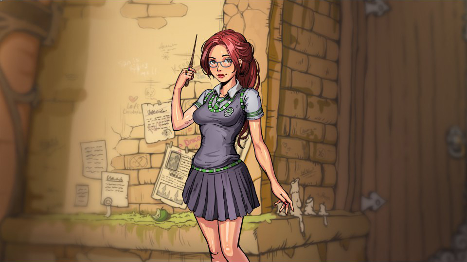 1girls female female_only fully_clothed harry_potter hogwarts hogwarts_school_uniform hogwarts_student innocent_witches magic_wand nola_corey sad_crab scerg school_uniform schoolgirl schoolgirl_uniform siserg slytherin slytherin_tie small_breasts solo witch