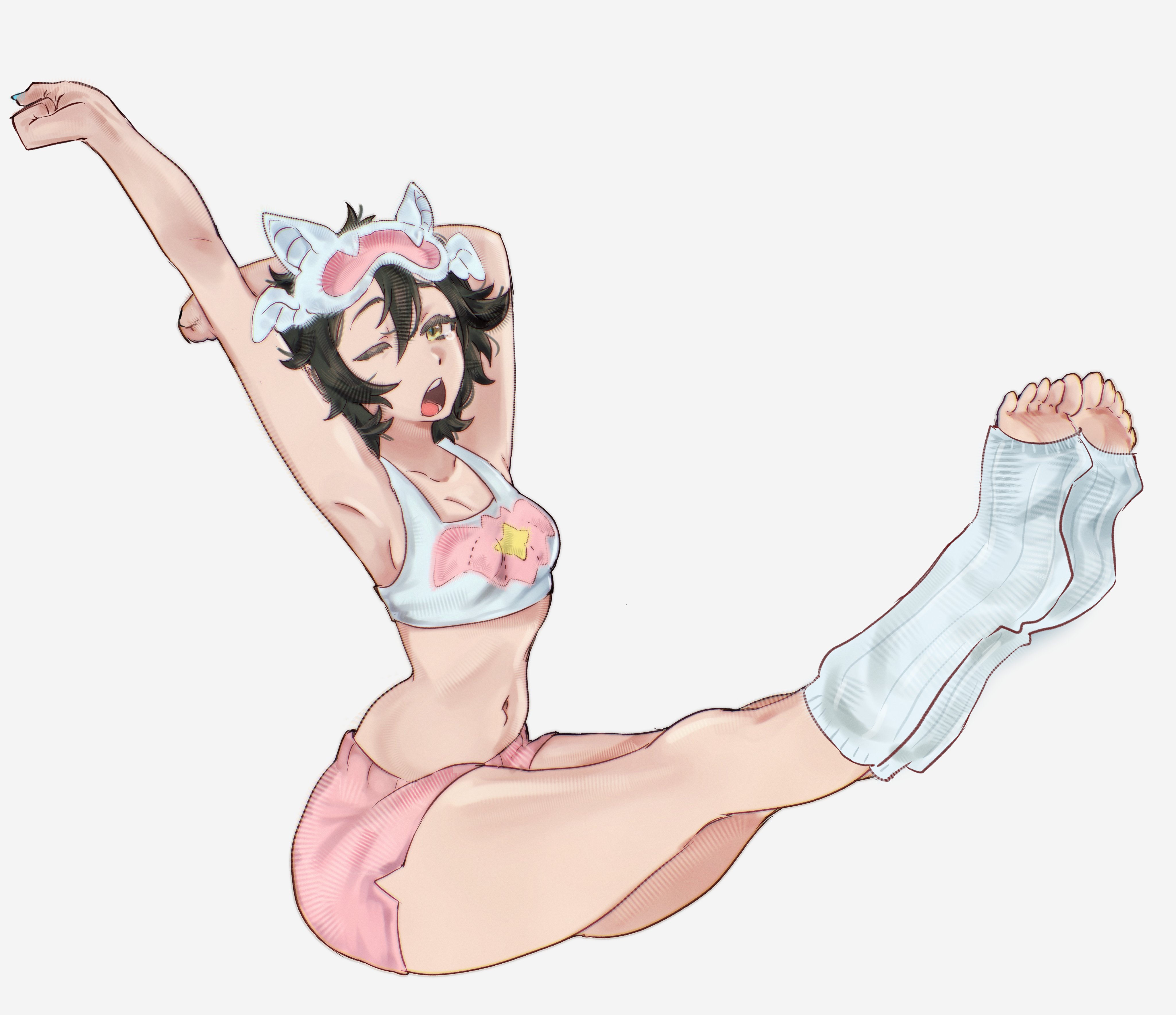 2d, feet, female, jubilation lee, jubilee, jubilee (marvel rivals), jubilee (vampy jammies), marvel, marvel rivals, midriff, navel, rizzy, sleepy, solo, thick thighs, toes