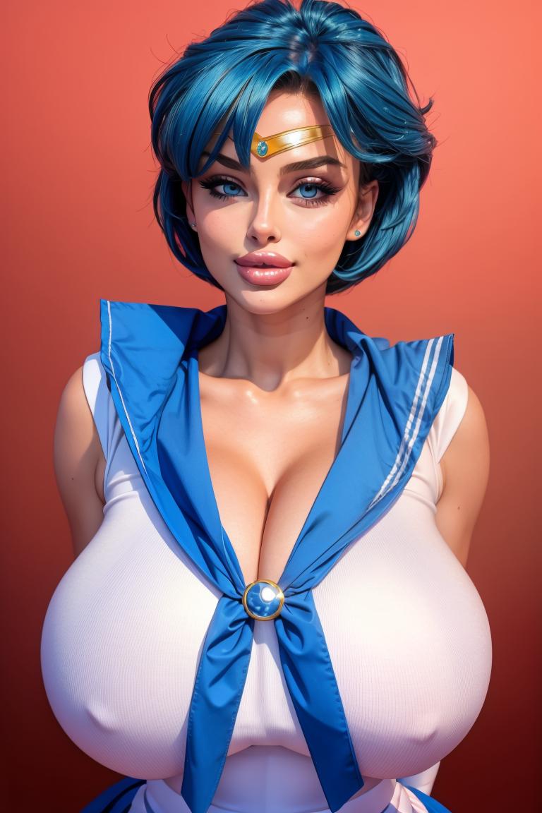 ai_generated ami_mizuno big_breasts big_lips bimbo bimbo_lips bishoujo_senshi_sailor_moon blue_eyes blue_hair breasts clothing futanurse huge_breasts huge_lips large_breasts large_lips lips sailor_mercury short_hair skimpy_outfit thick_lips