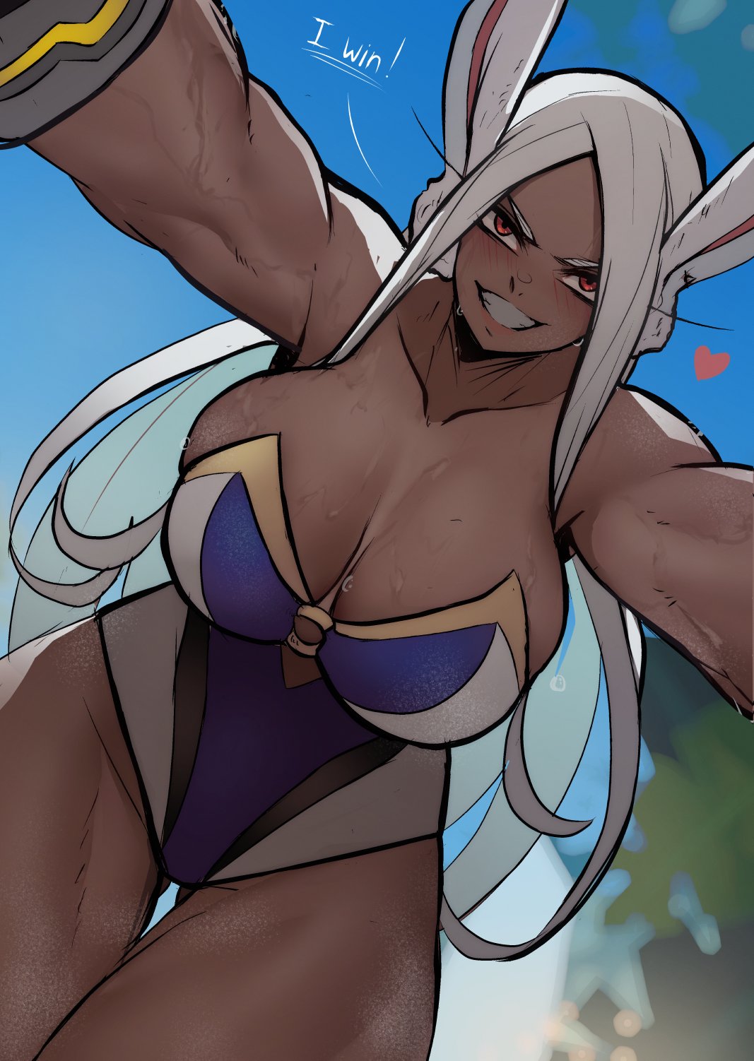 boku no hero academia, bunny ears, bunny girl, dark-skinned female, foonie xd, miruko, rumi usagiyama, wrestling, wrestling outfit