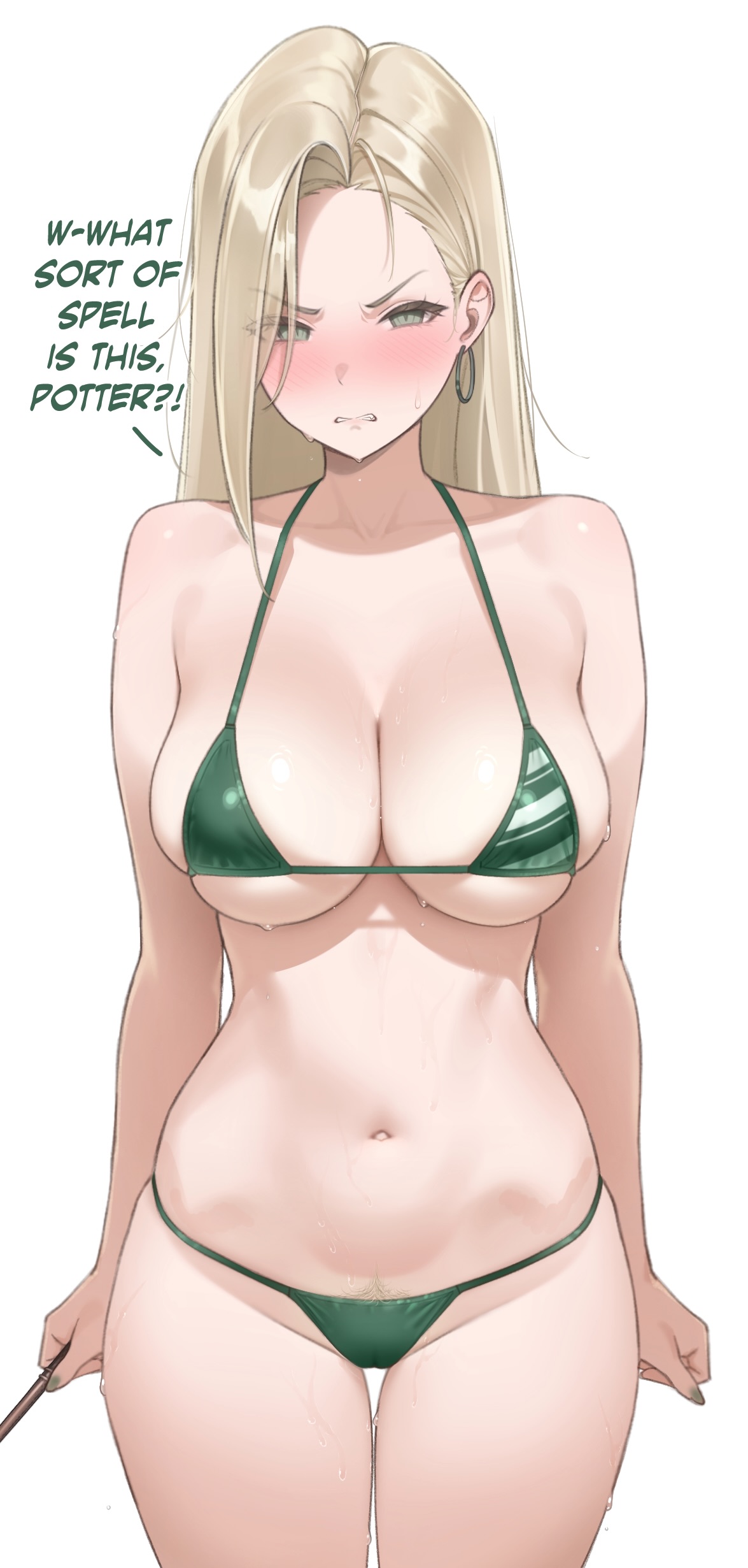 1girls, breasts, draco malfoy, draco malfoy (redteneri), female, female focus, female only, genderswap, harry potter, large breasts, light skin, light-skinned female, looking at viewer, prab, rule 63, solo, thick thighs, thighs, wide hips