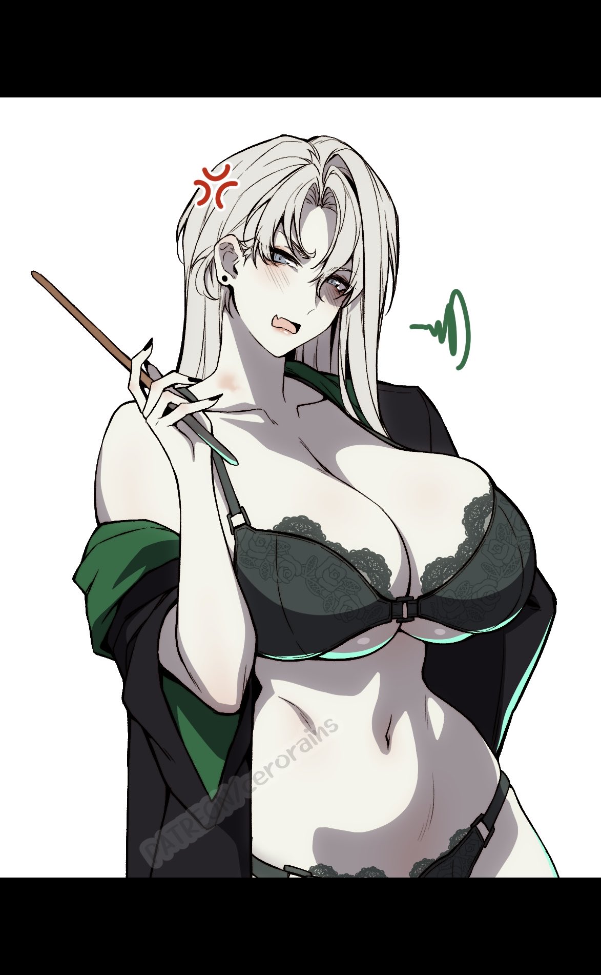 1girls, 2d, 2d (artwork), angry expression, angry face, bikini, blonde female, blonde hair, bra, breasts, cero rains, coat, curvy, curvy figure, digital drawing (artwork), digital media (artwork), draco malfoy, drawing, female focus, female only, genderswap, genderswap (mtf), hand on hip, harry potter, holding, holding object, hourglass figure, hourglass figured female, huge breasts, large breasts, light skin, light-skinned female, long hair, magic wand, overcoat, pants, rule 63, underwear, very long hair, wand, watermark