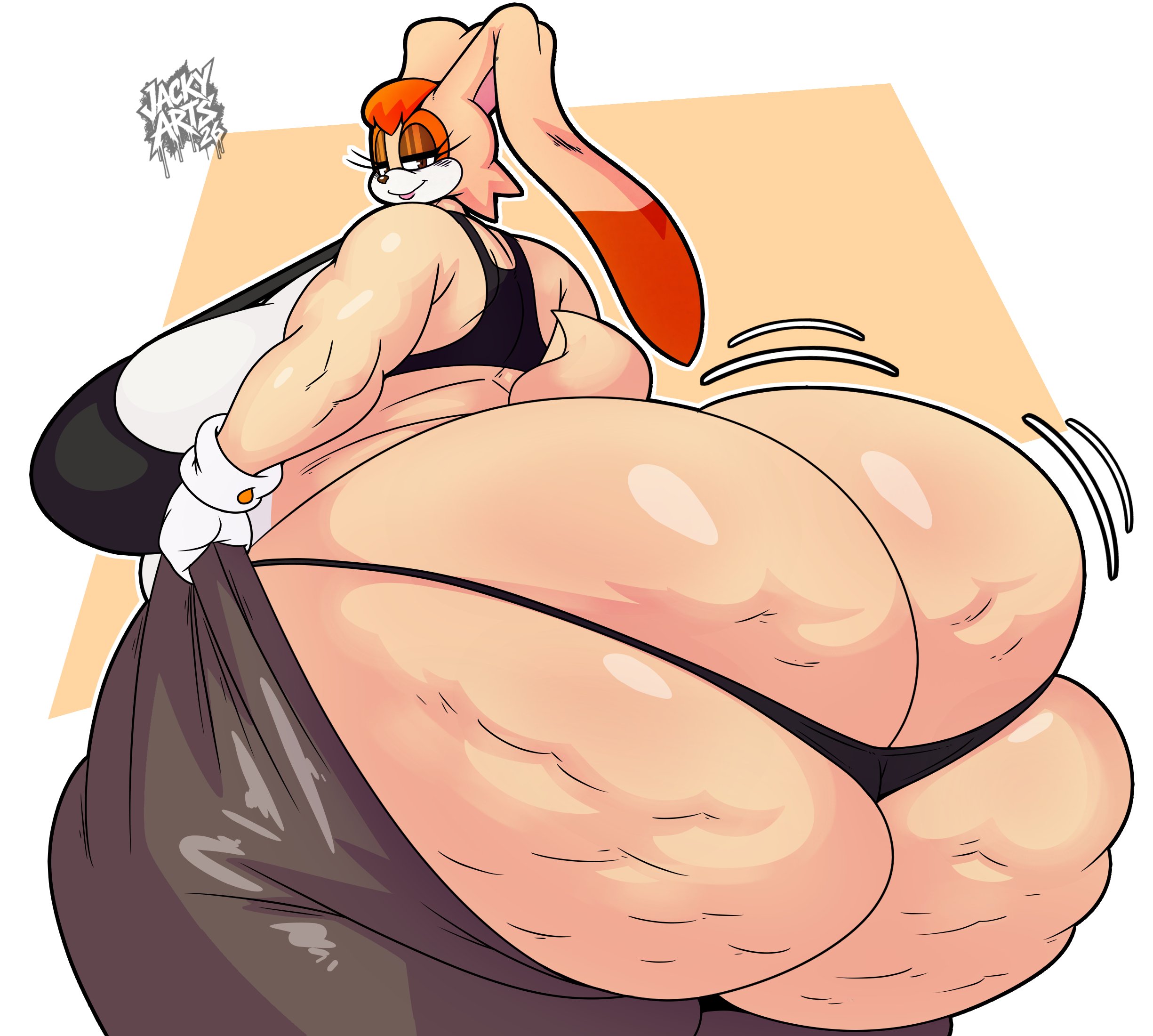 1girls, anthro, ass, ass bigger than head, ass bigger than torso, ass focus, bedroom eyes, big ass, big breasts, bottom heavy, bra, breasts, breasts bigger than head, bubble butt, busty, cellulite, fat ass, female, female only, furry, furry only, gigantic ass, gluteal fold, half-closed eyes, huge ass, huge breasts, hyper, hyper ass, jacky arts, lagomorph, large ass, large breasts, looking at viewer, looking back, massive ass, massive breasts, milf, mother, panties, pantyhose, rabbit, solo, sonic (series), sonic the hedgehog (series), tail, thick ass, thick thighs, thunder thighs, vanilla the rabbit, wide hips