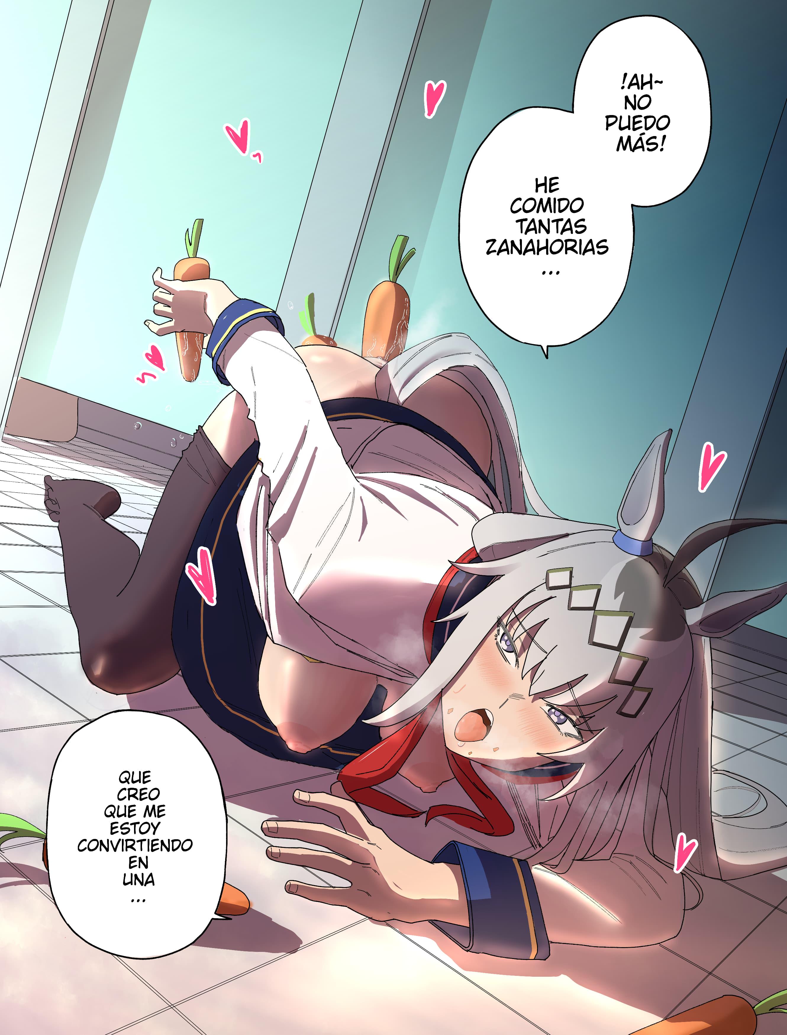 bhenart, breasts out, carrot, heart, horse girl, kemonomimi, object in ass, oguri cap (umamusume), spanish dialogue, tagme, tail, toilet, translation request, umamusume, umamusume pretty derby
