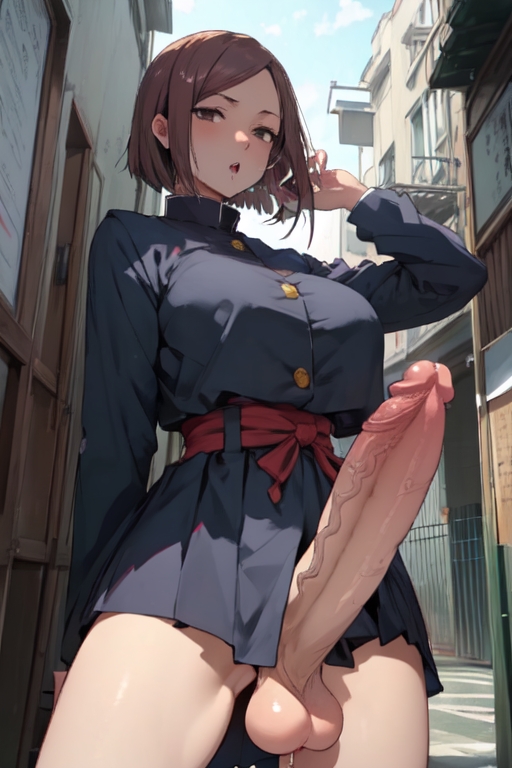 1futa, ai generated, erect penis, erection, futa only, futa sans pussy, futanari, huge cock, hung futa, intersex, jujutsu kaisen, kugisaki nobara, penis, solo futa