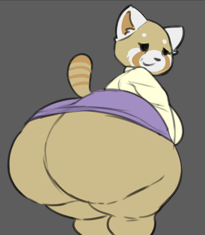 1girls aggressive_retsuko anthro anthro_only ass ass_cleavage big_ass big_breasts black_eyes breasts brown_body brown_fur bubble_butt chell_chip chipchell clothed clothing dat_ass fat_ass female female_anthro female_only fur furry furry_female furry_only grey_background huge_ass leaning_forward looking_at_viewer looking_back mature mature_female milf presenting presenting_hindquarters raised_tail red_panda retsuko's_mother sanrio simple_background skirt smile solo straight_hair striped_tail tail thick_ass thick_thighs wide_hips