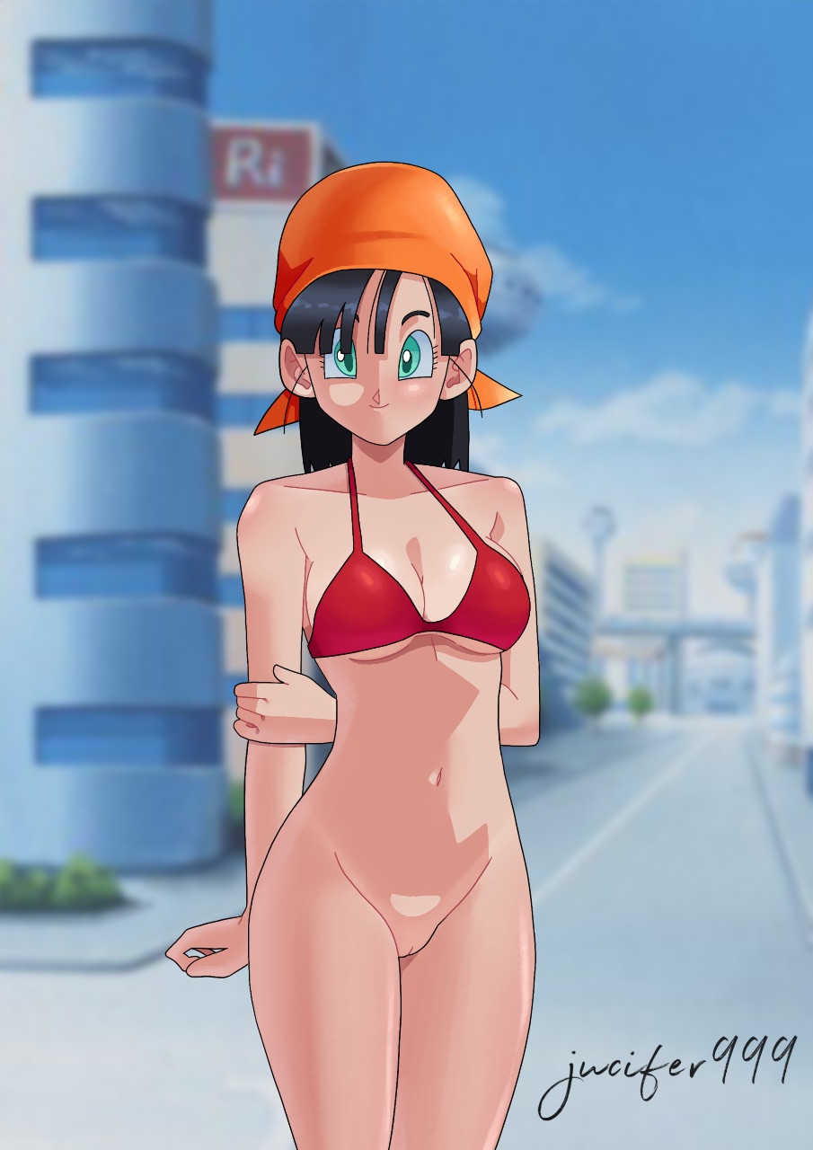 bikini bottomless dragon_ball dragon_ball_gt dragon_ball_super dragon_ball_z jucifer999 pan_(dragon_ball) shy videl