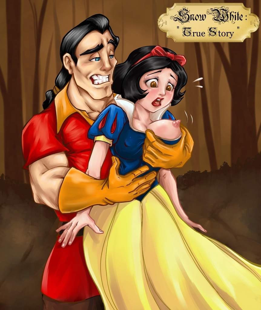 1boy1girl beauty_and_the_beast breasts_out chesare crossover disney disney_princess disney_villains exposed_breasts gaston grabbing groping_breasts groping_from_behind imminent_rape molestation nipples shocked_expression snow_white_(disney) snow_white_and_the_seven_dwarfs