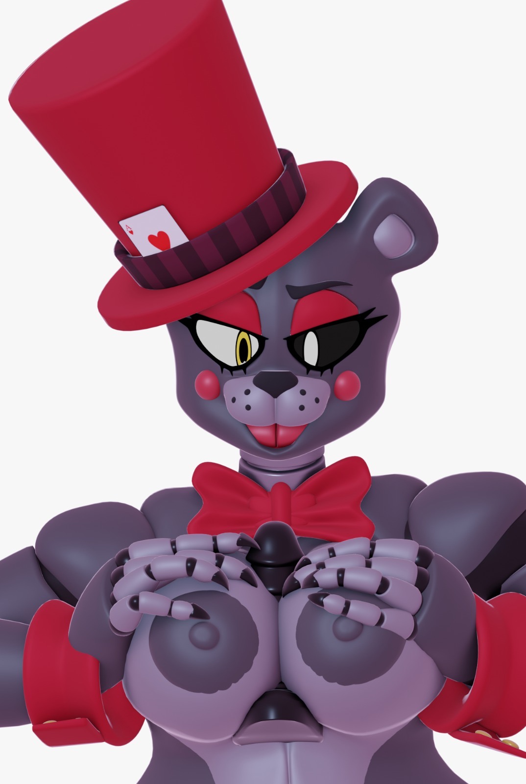 3d boobjob female five_nights_at_freddy's lefty_(fnaf) penis straight surprised unmarked_rule_63