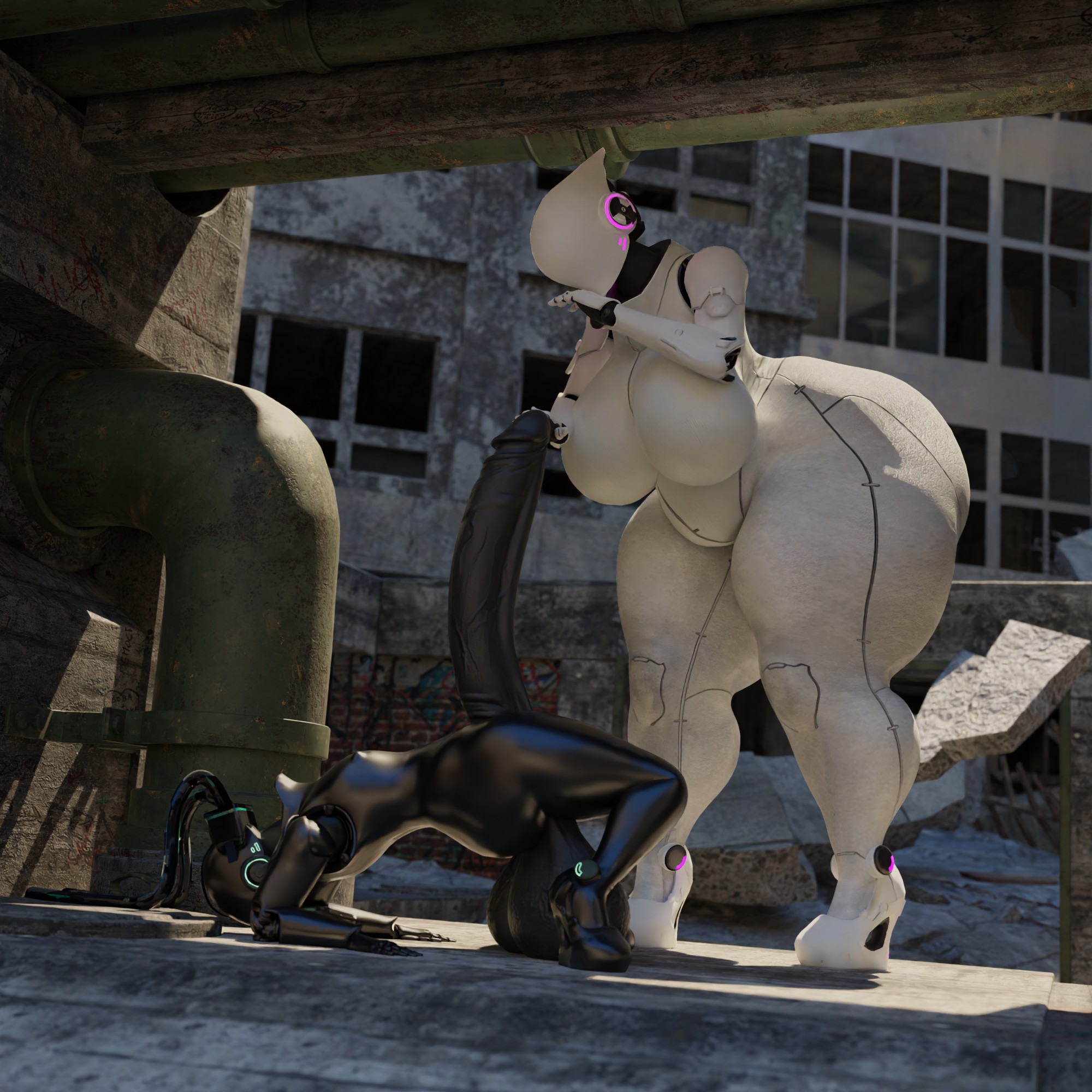 1futa, 1girls, 3d, big breasts, big penis, breasts, female, futanari, gigantic penis, haydee, haydee (game), huge cock, intersex, larger female, latex, latex bodysuit, latex futa, latex suit, penis, qzk forte, size difference, small but hung, smaller futa, thick thighs, wide hips
