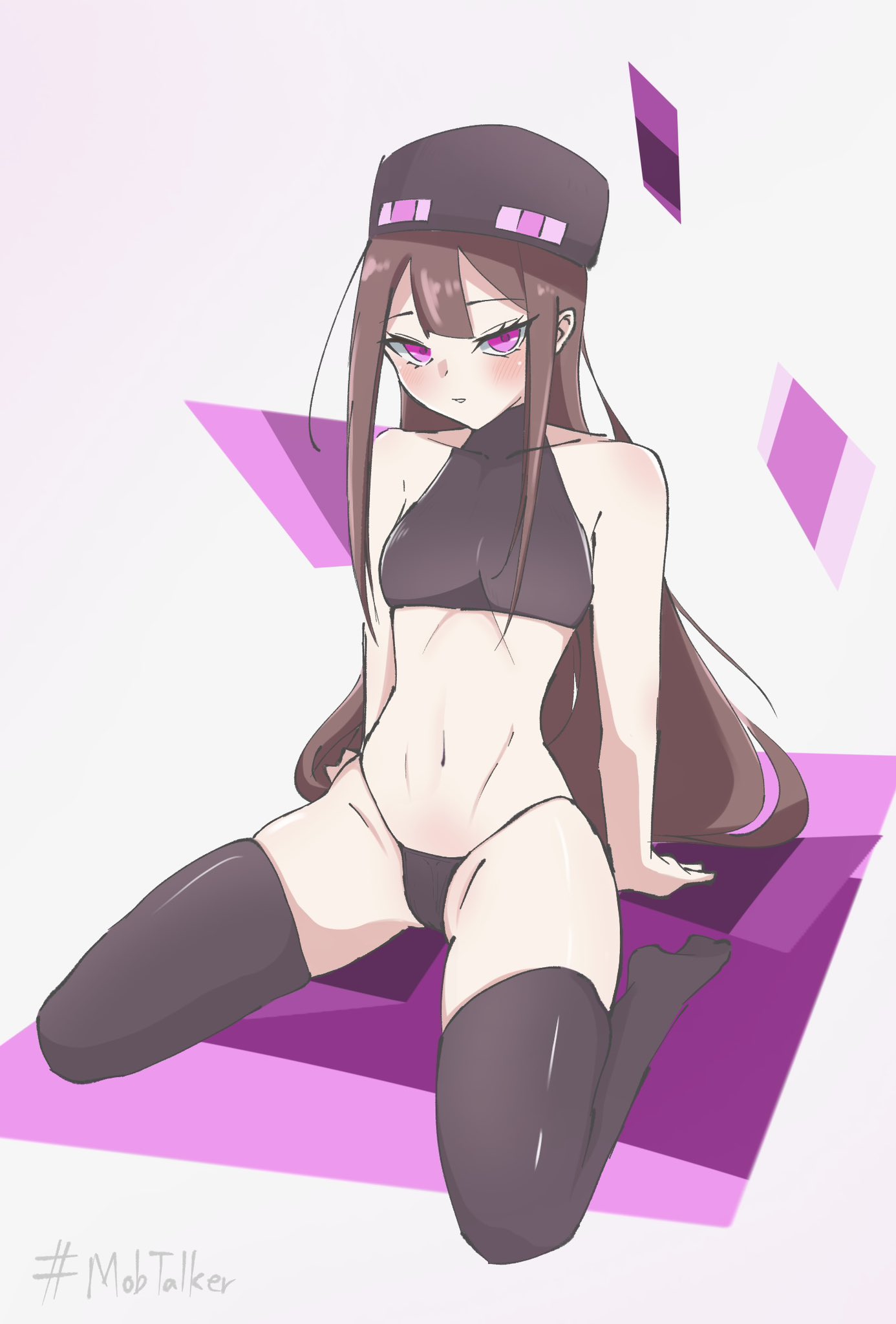 ander crop_top eb_frai enderman enderwoman female minecraft mob_talker tagme thighhighs thong