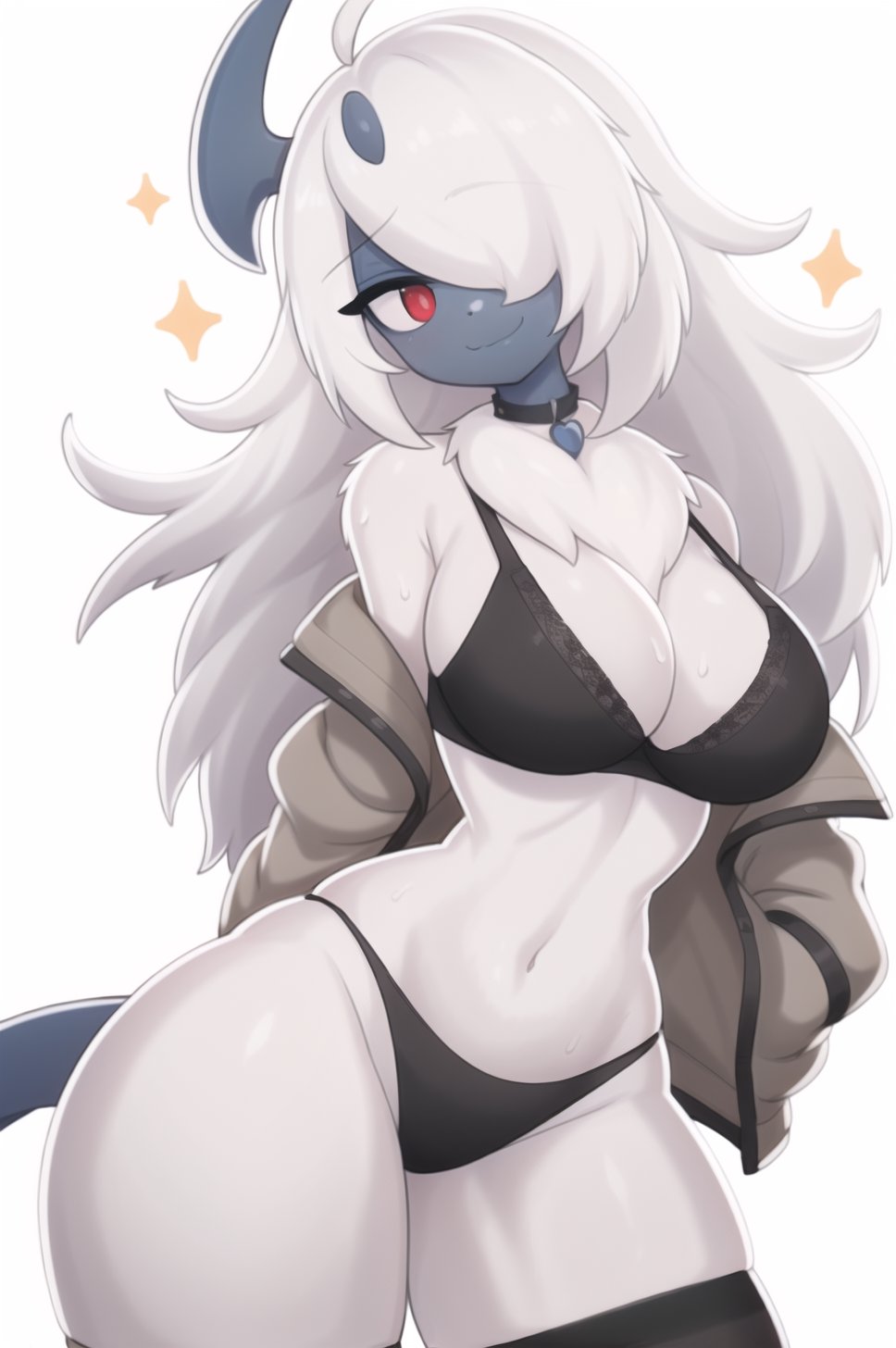 absol ai_generated anthro big_breasts breasts female pokémon_(species) pokemon pokemon_(species) soda_uyu sywu02 thick_thighs wide_hips