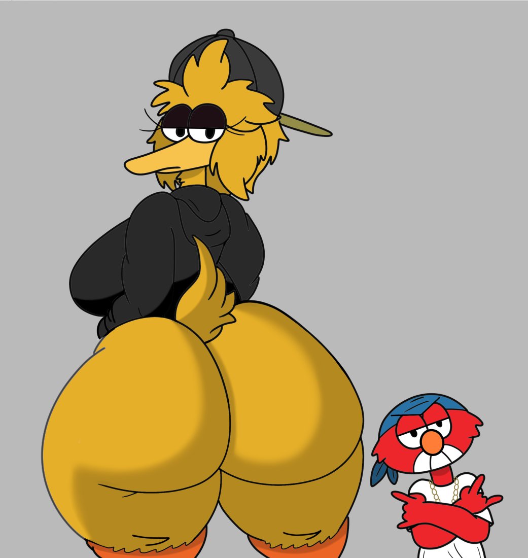 anthro big_bird bird crackalacking elmo fat hashidoodle simple_background