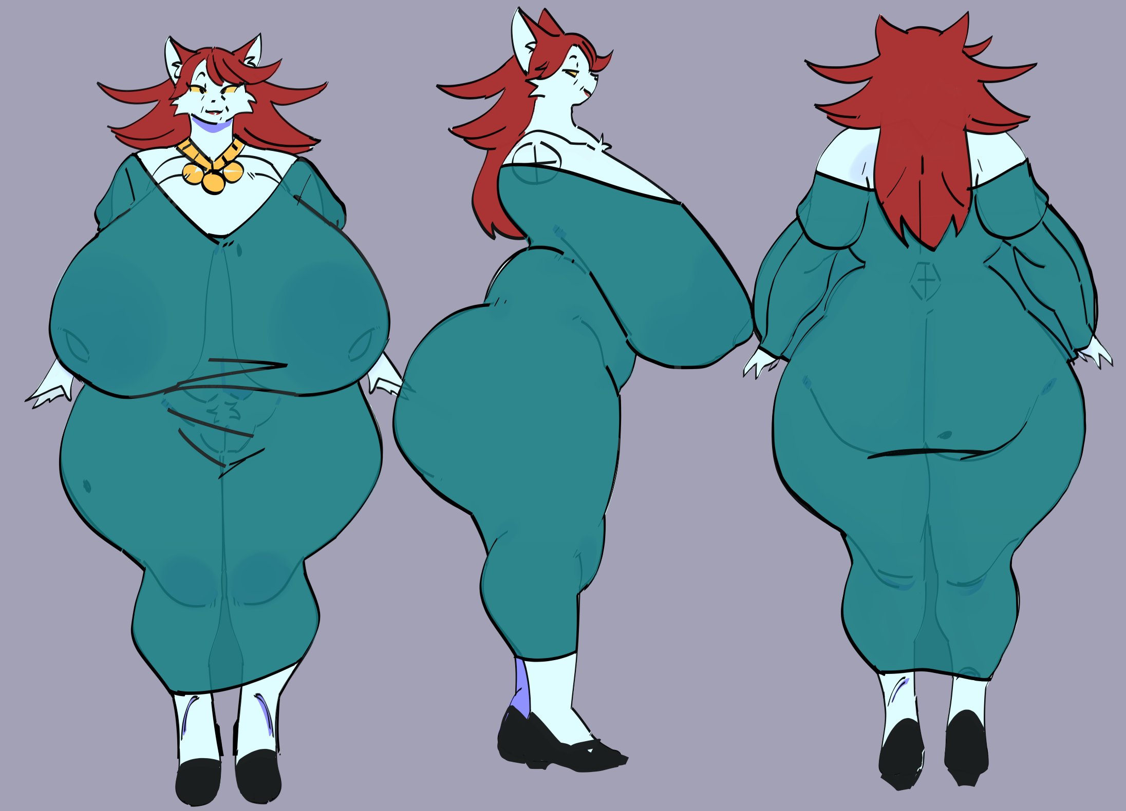 anthro, ass, big ass, big breasts, breasts, character sheet, dress, feline, female, furry, hi res, huge breasts, large ass, large breasts, milf, mooncheez3, ramona (mooncheez3), see-through clothing, transparent clothing