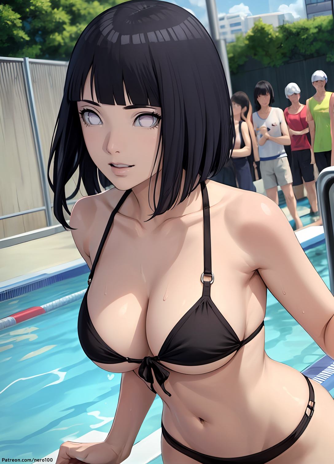 1girls, 2d, ai generated, ass, athletic, athletic female, bare shoulders, belly, big ass, big breasts, bikini, bikini bottom, bikini top, bob cut, boruto: naruto next generations, breasts, chest, curvy, curvy figure, cute, cute face, detailed, eyelashes, eyeshadow, female, female only, fit, fit female, focus, green eyes, high quality, hinata hyuuga, huge breasts, hyuuga hinata, legs, light skin, light-skinned female, lips, lipstick, looking at viewer, makeup, mascara, mature, medium hair, midriff, naruto, naruto (series), naruto shippuden, navel, pale skin, pale-skinned female, pink hair, posing, sagging breasts, seductive, seductive look, stable diffusion, string bikini, tagme, thick ass, thick butt, thick thighs, thighs, uzumaki hinata, wide hips