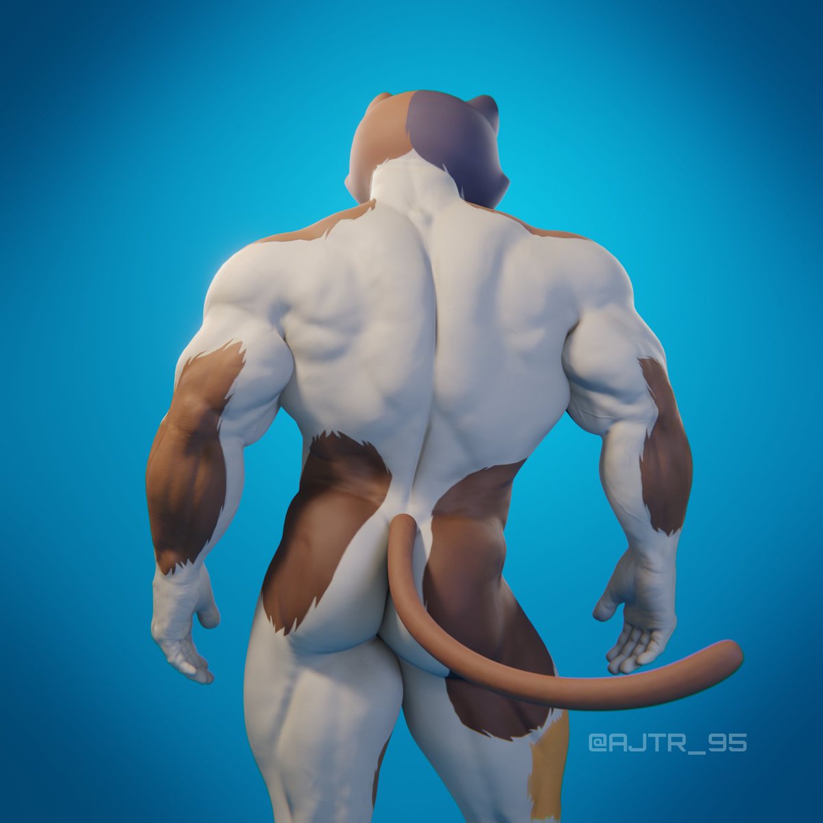 1boy aj_racer95 ass big_ass big_body big_body_small_head big_butt fortnite furry furry_only gay male male_only meowscles_(fortnite) solo solo_male veiny_muscles