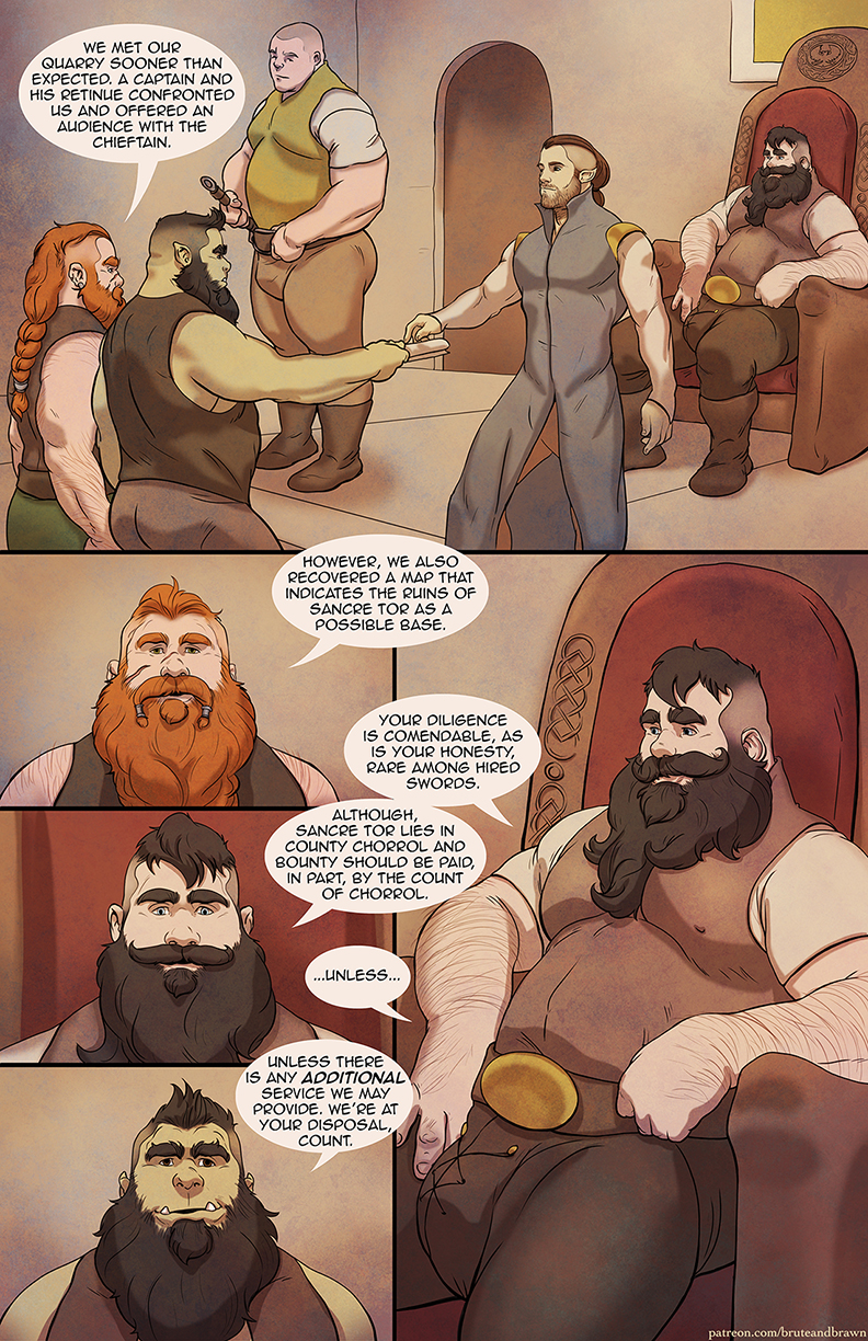 1orc 4boys bald bara bbm beard belly black_beard black_hair bruteandbrawn chubby chubby_male colored comic comic_page dialogue dialogue_bubble elf elf_male elf_on_orc facial_hair gay ginger green_body green_skin hairy hairy_arms hairy_male hi_res highres human_on_human human_on_orc male male/male male/male/male male_only muscles muscular muscular_male orc orc_male orc_on_elf orc_on_human original_character patreon_username white_body white_skin yaoi