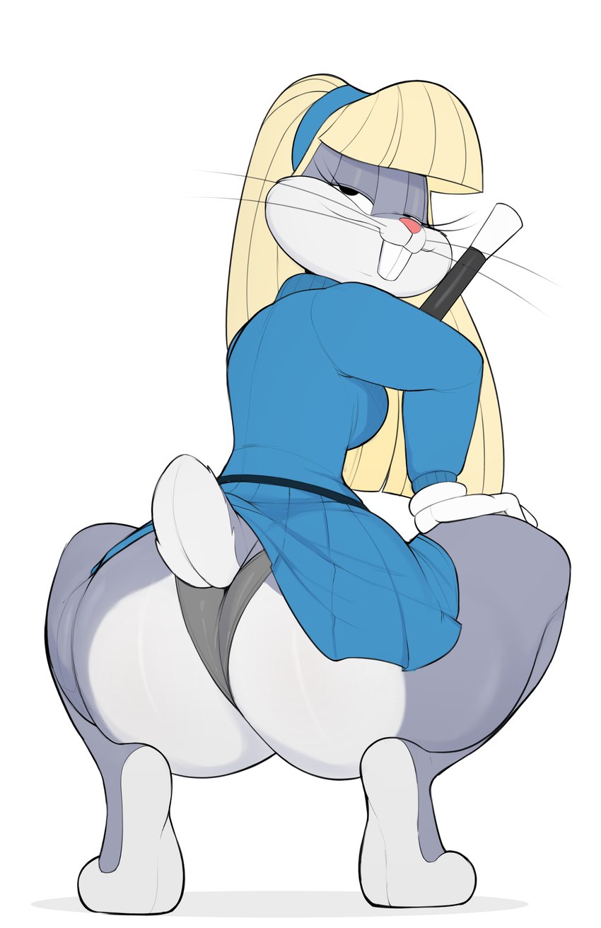 1girls 2024 ass barefoot big_ass big_breasts blonde_hair breasts bugs_bunny clothing crossgender dat_ass female fembugs_bunny furry looney_tunes mtf_crossgender panties rule_63 smile solo solo_female squatting tail thick_thighs usnarbit warner_brothers