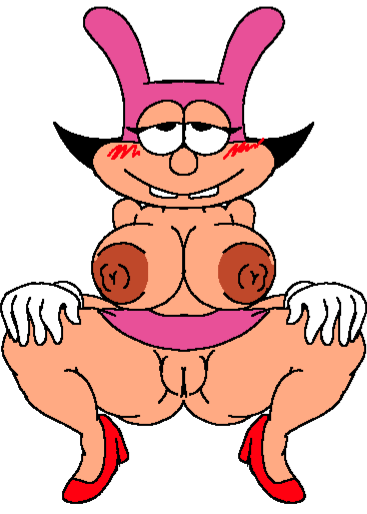 big_breasts black_hair blush buckteeth dark_nipples exposed_pussy front_facing noisette_(pizza_tower) pink_skirt pizza_tower plump_pussy red_high_heels smiling squatting sultry_eyes sultry_gaze unknown_artist white_gloves