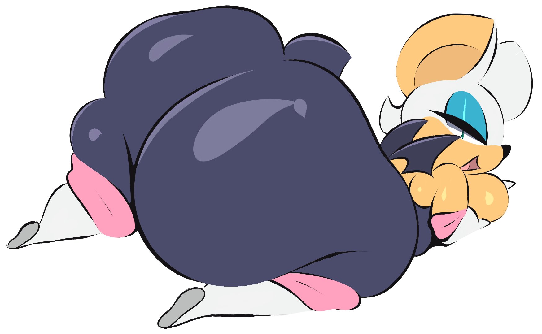 1girls, animal ears, anthro, anthro only, arizonathevixen, ass, ass bigger than head, ass focus, bat, bat wings, bedroom eyes, big ass, big breasts, blue eyeshadow, bodysuit, boots, bottom heavy, breast squish, breasts, bubble ass, bubble butt, chiropteran, clothed, clothing, curvy, elbow gloves, eyelashes, eyeshadow, female, female anthro, female only, furry, furry female, furry only, gigantic ass, gloves, half-closed eyes, hi res, hyper, hyper ass, large breasts, looking back, lying, mammal, on front, on stomach, open mouth, open smile, rouge the bat, sega, short tail, shortstack, simple background, smile, solo, sonic (series), sonic the hedgehog (series), tail, thick thighs, thigh boots, tight clothing, voluptuous, voluptuous female, white background, wide hips, wings