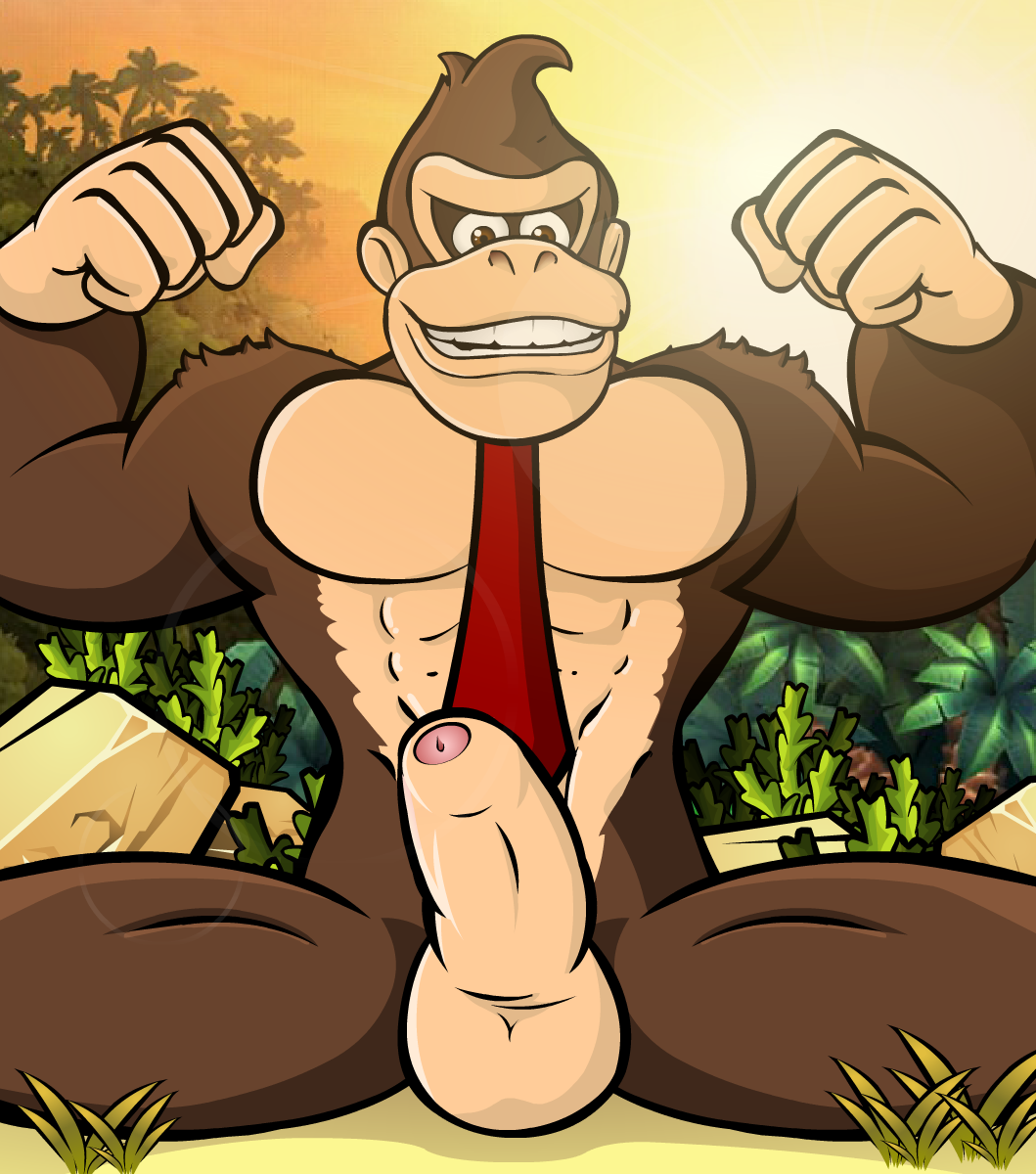 1boy 2017 5_fingers abs anthro anthro_only arms_up balls brown_eyes brown_fur brown_hair donkey_kong donkey_kong_(series) erection fist fists fists_clenched flexing flexing_arms flexing_both_biceps flexing_muscles foreskin front_view fur furry garyu genitals grass grin grinning grinning_at_viewer humanoid_genitalia humanoid_penis legs_apart legs_spread looking_at_viewer male male_only mammal muscular muscular_anthro muscular_male naked nude outdoors outside partially_retracted_foreskin pecs penis primate rock semi-erect sitting smile smiling smiling_at_viewer solo spread_legs sun sunset teeth tie uncircumcised uncut