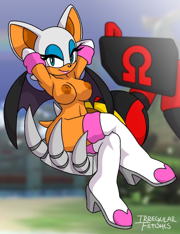 armwear ass breasts casual e-123_omega elbow_gloves exposed_torso female gloves irregular_fetishes legwear medium_breasts naked_footwear nude rouge_the_bat sega sonic_(series) sonic_the_hedgehog_(series)