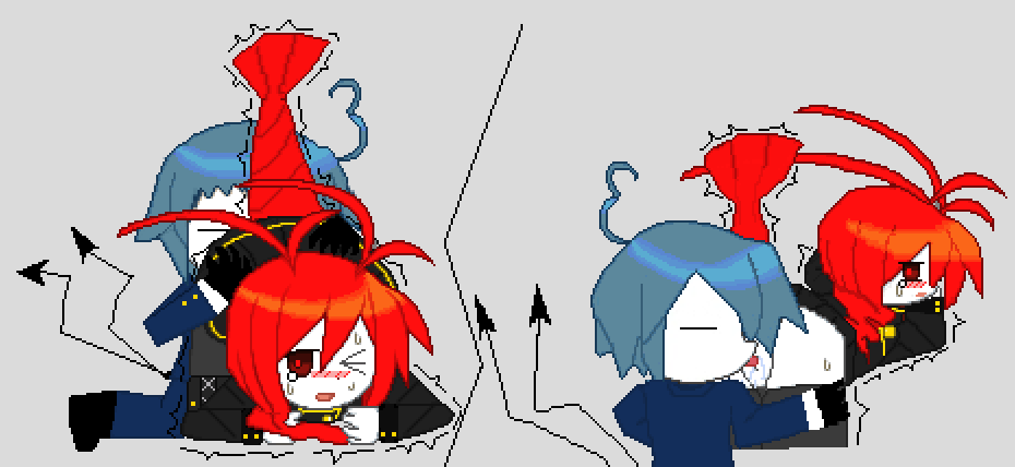 1boy 1girls black_tail blushed crustacean demon demon_tail funamusea licking_pussy lobco red_hair roc_hijohshiki shrimp shrimp_tail wadanohara_and_the_great_blue_sea white_skin