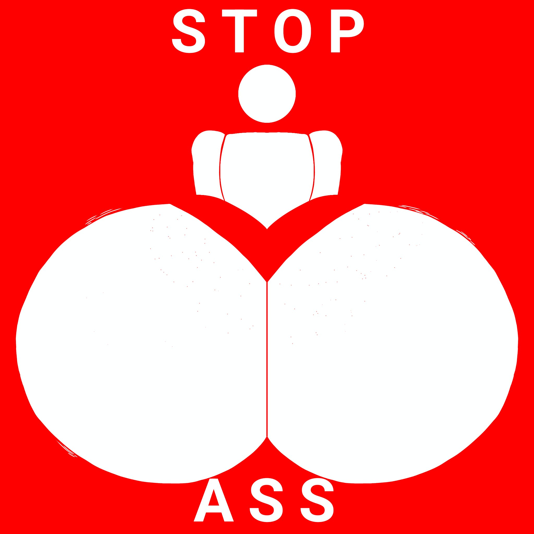1girls, 2023, ass, ass focus, back view, big ass, bottom heavy, english text, female, female focus, huge ass, large ass, presenting hindquarters, rear view, red background, solo, solo focus, stop sign, text, videogamedunky, warning sign person, white body
