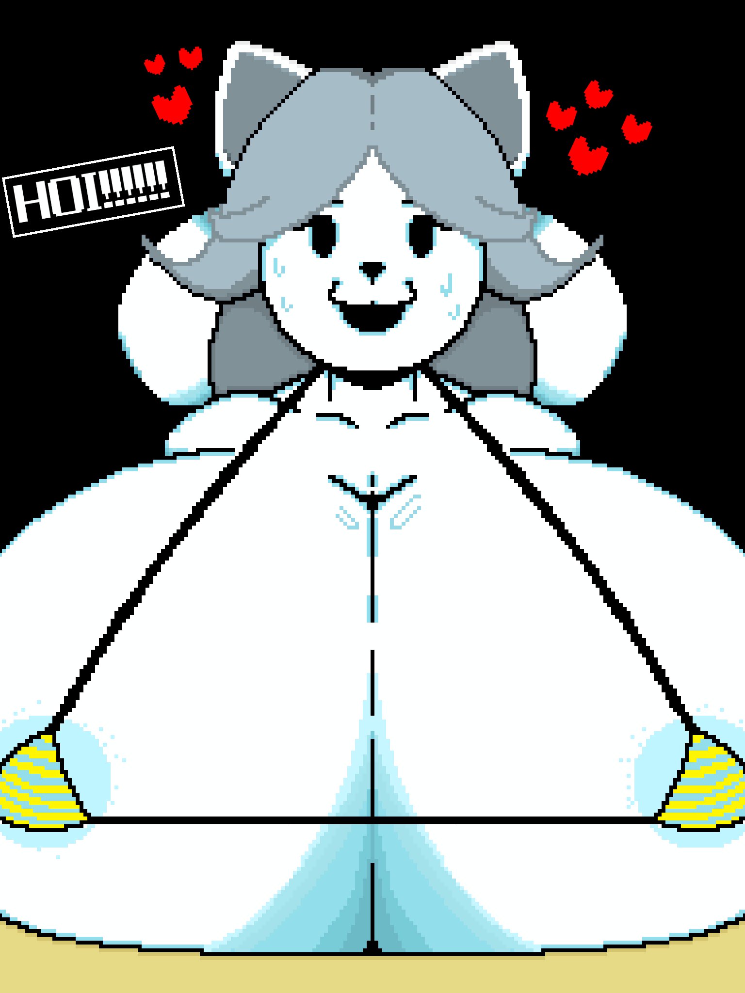 2d, 2d (artwork), 2d artwork, bikini, blue nipples, breasts, color, feline, female, heart, huge breasts, small bikini, sweat, tagme, temmie (undertale), undertale, undertale (series), videogamedunky