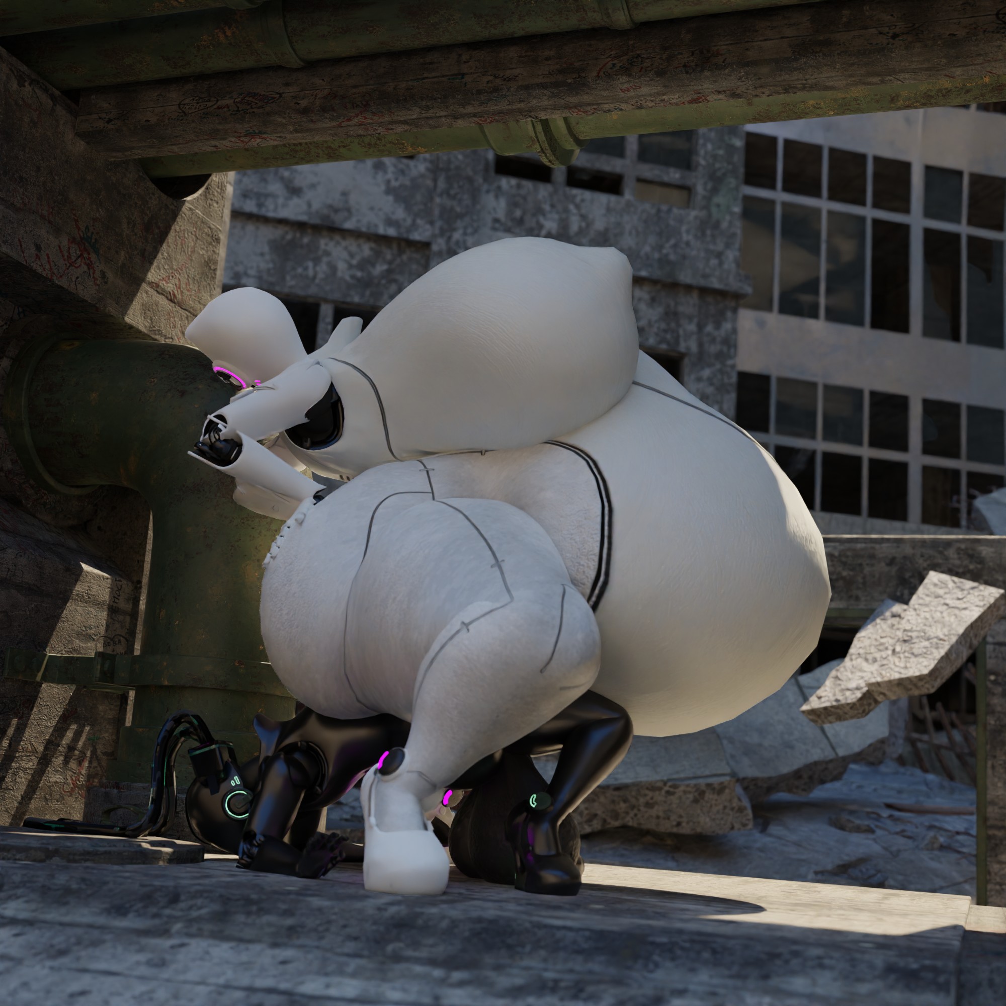 3d, android, ass, balls, big breasts, breasts, cum, cum in pussy, cum inside, cumflated belly, cumflation, female, futanari, haydee, haydee (game), huge ass, huge balls, huge breasts, inflation, intersex, pussy, qzk forte, reverse cowgirl position, robot, robot girl, sex, thick thighs, wide hips