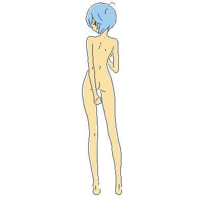 blue_hair gen long_legs looking_back lowres neon_genesis_evangelion nude rei_ayanami tagme