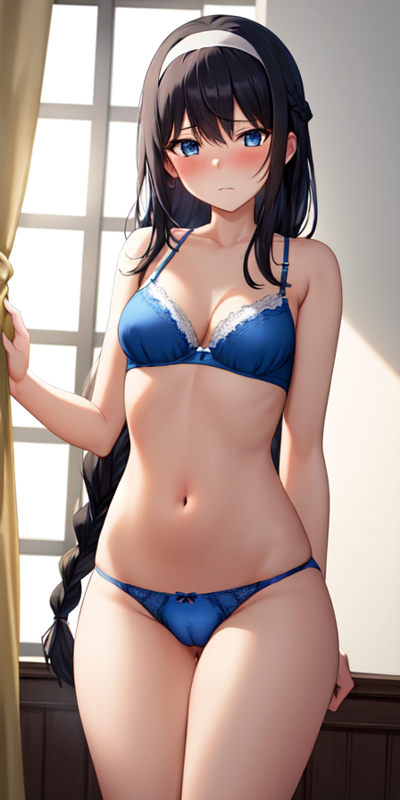 ai_generated amanai_riko bikini black_hair blue_eyes blush jujutsu_kaisen nsfw stable_diffusion