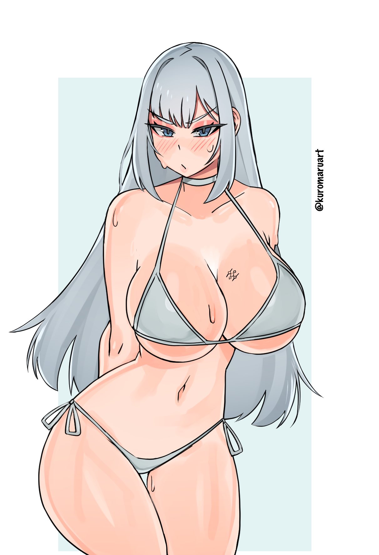 1girls, bikini, breasts, cleavage, ethel (xenoblade), female, kuromaruart, large breasts, pin up, solo, tagme, thick thighs, underboob, xenoblade (series), xenoblade chronicles 3