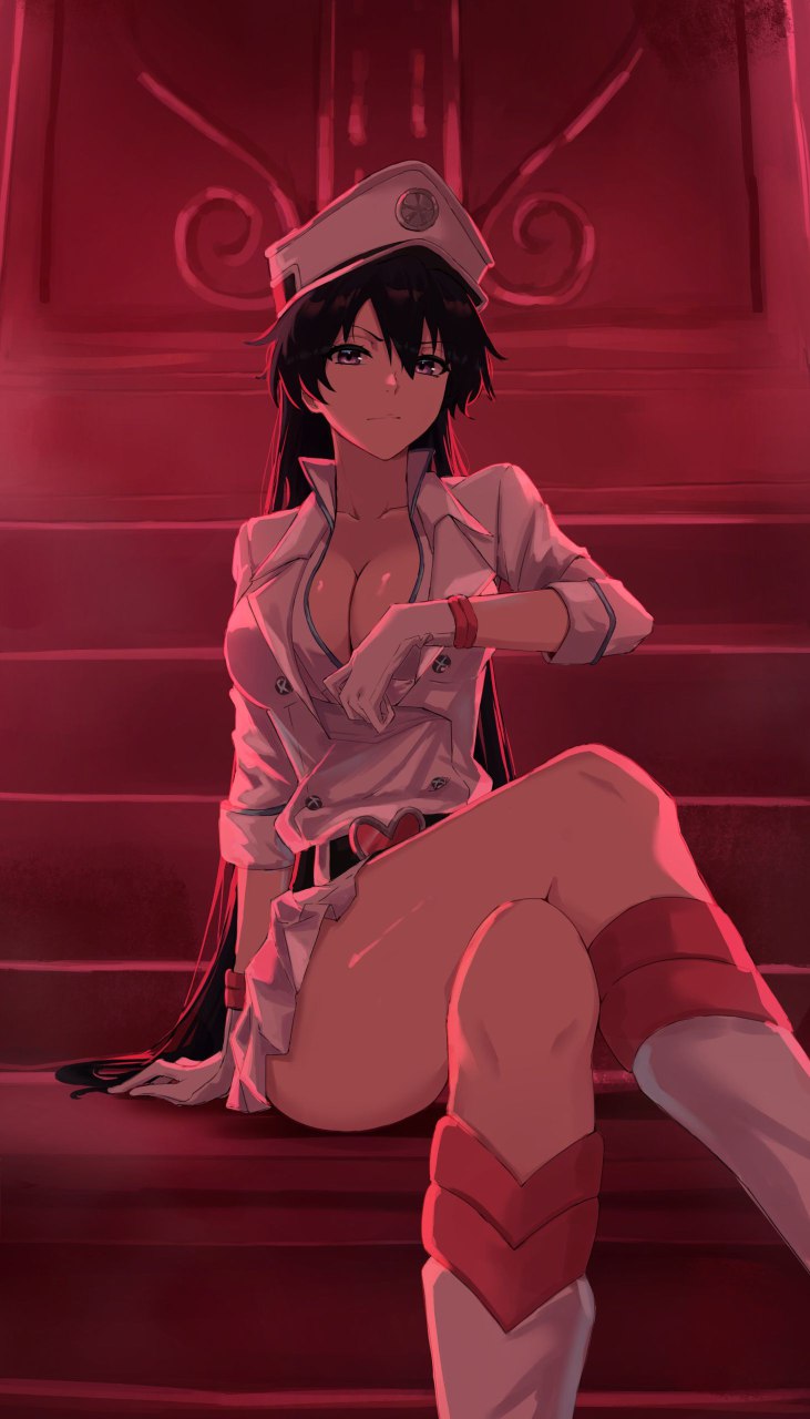 bambietta_basterbine big_breasts black_hair bleach bleach:_the_thousand-year_blood_war channyy19 light_skin long_hair looking_at_viewer sitting