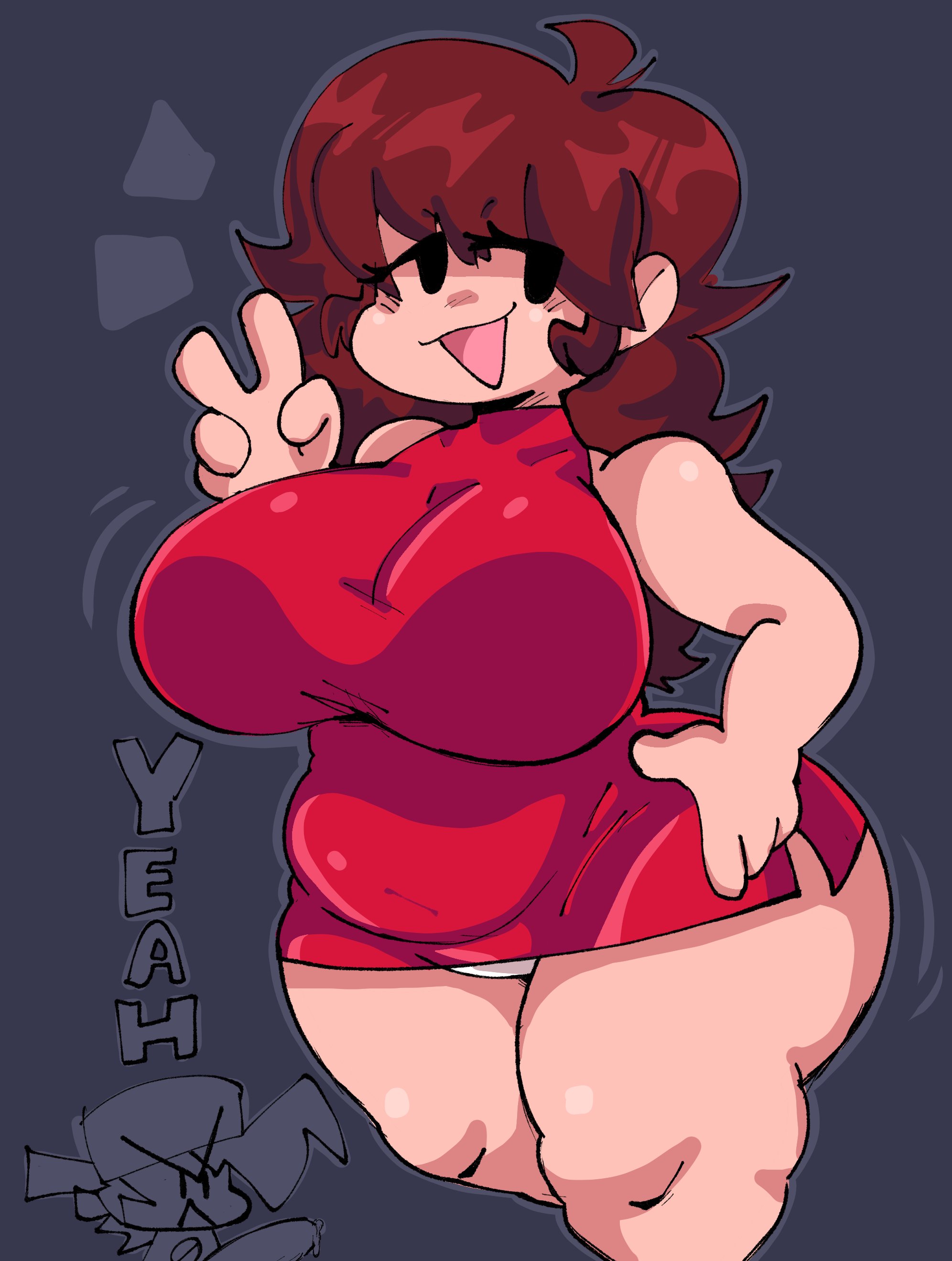 big breasts, boyfriend (friday night funkin), breasts, dork boi, fat, female, friday night funkin, girlfriend (friday night funkin), human only, lewd dorky, thick thighs, wide hips
