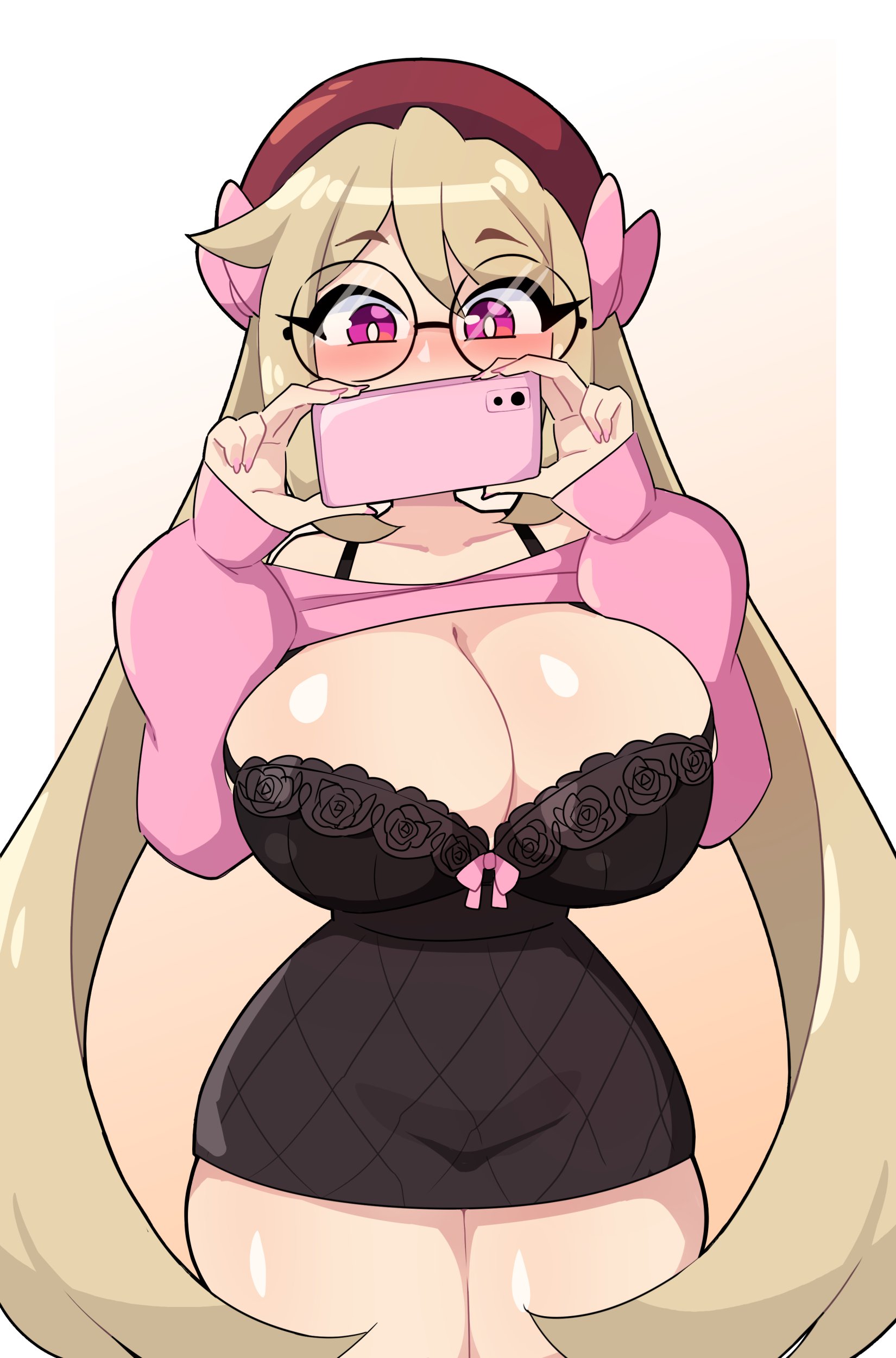 1girls, blonde hair, breasts, female, j5daigada, pink eyes, tagme, tagme (character), thighs