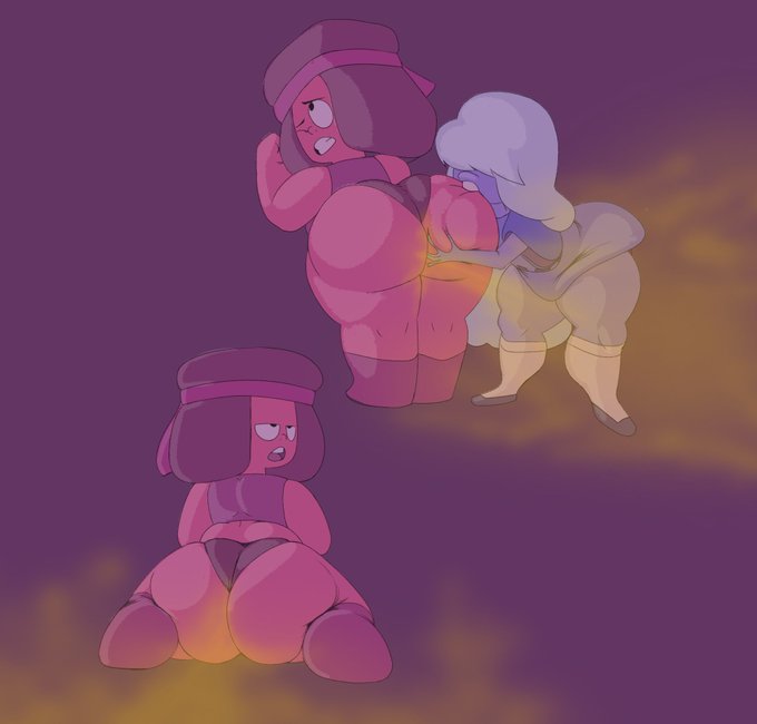 1girls 2girls ass ass_biting ass_grab biting biting_ass blue_hair blue_skin cartoon_network clothed fart fart_cloud fart_fetish farting female female_only gas mrwastemaster musk red_skin ruby_(steven_universe) sapphire_(steven_universe) shortstack steven_universe thick_thighs underwear yuri