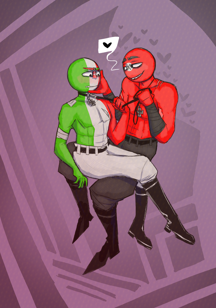 bandages countryhumans fascist_italy_(countryhumans) gay leash leash_pull nazi_germany_(countryhumans) third_reich_(countryhumans)