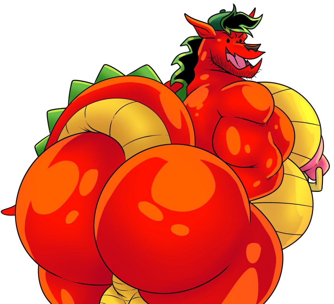 1boy american_dragon:_jake_long balls bara bara_tiddies bara_tits big_ass big_butt big_chest big_nipples big_pecs collaboration disney dragon furryonline1 huge_ass huge_butt huge_chest huge_pecs jake_long male male_only nipple_rings nth6969 presenting_hindquarters red_body solo solo_male