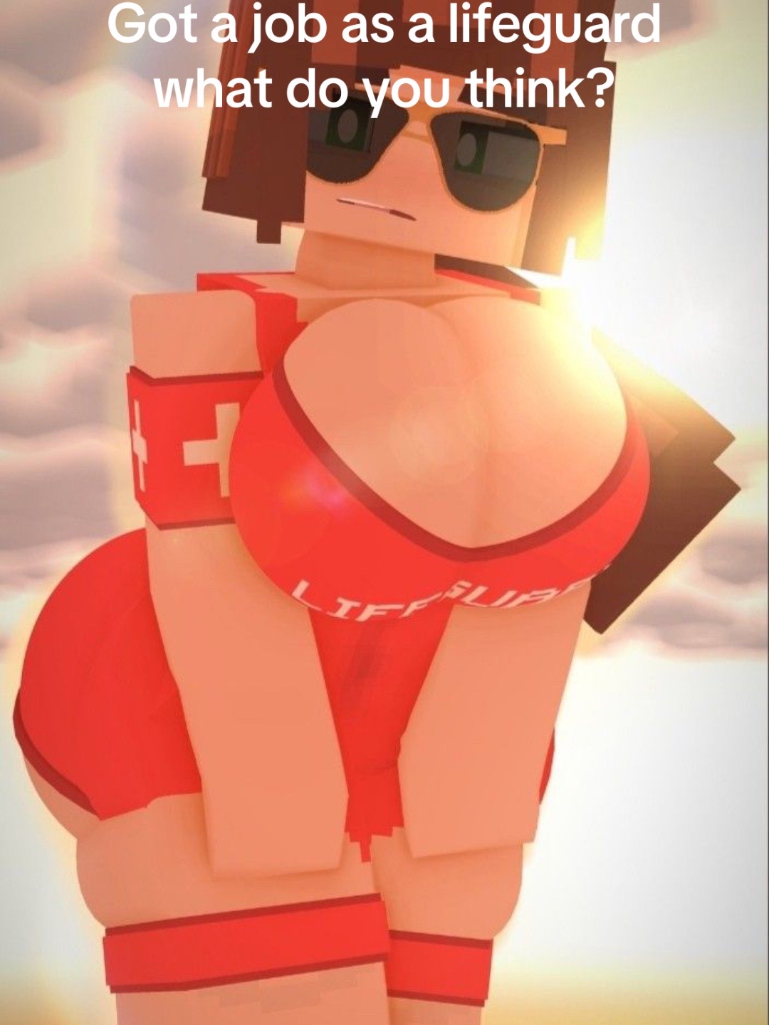 2022 beach cheyenne_quinn concerned cuteskyler huge_breasts hyper_breasts lifeguard massive_breasts milf minecraft mother sunglasses sunglasses_on_face sunglasses_on_head