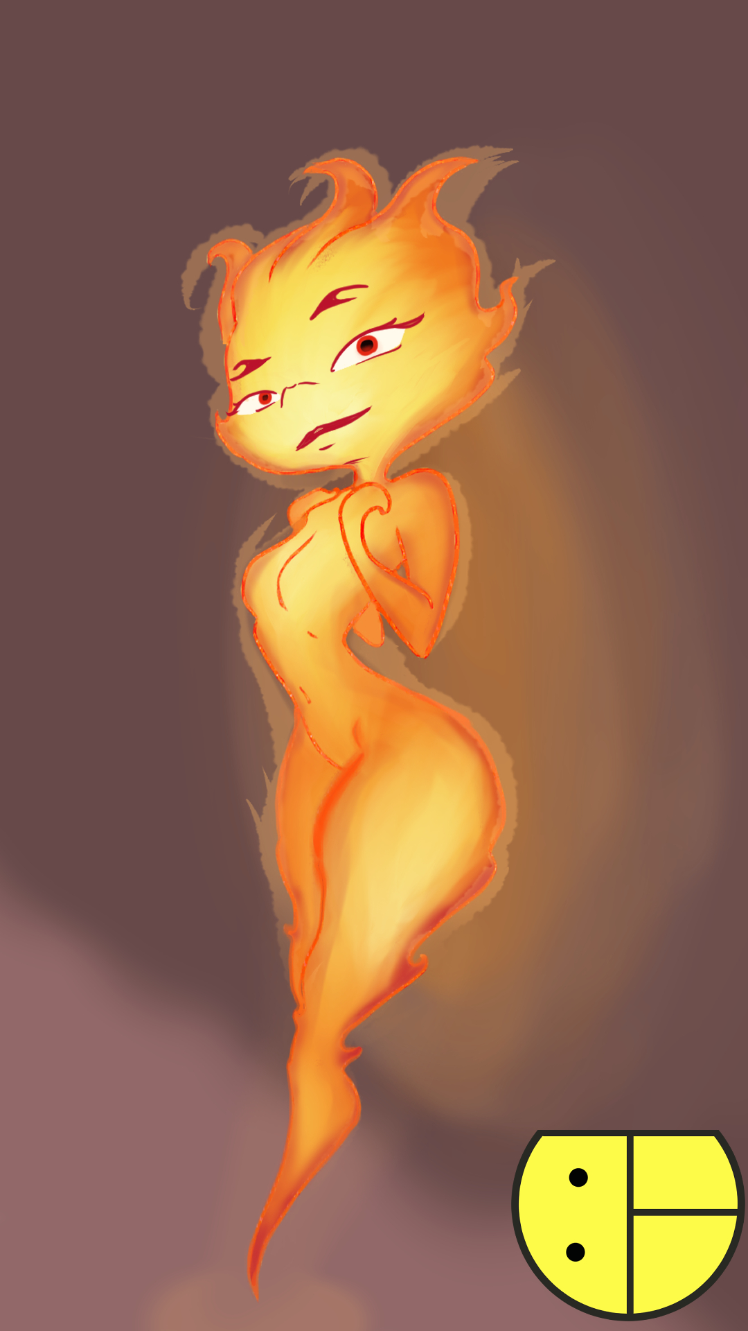 1girls, anthro, breasts, bt drake, disney, elemental (pixar), elemental creature, ember lumen, female, fire, fire body, fire elemental, nude, pixar, small breasts, wide hips
