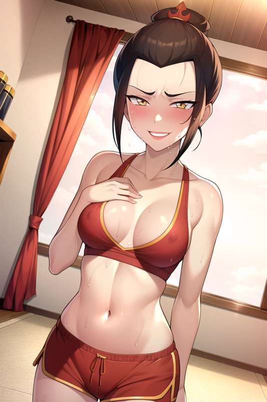 1girls ai_generated avatar_legends avatar_the_last_airbender azula female fire_nation gym gym_shorts gym_uniform osyasenpai solo stable_diffusion