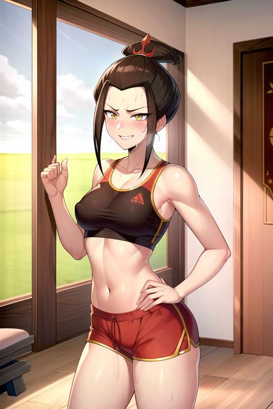 1girls ai_generated avatar_legends avatar_the_last_airbender azula female fire_nation gym gym_clothes osyasenpai stable_diffusion