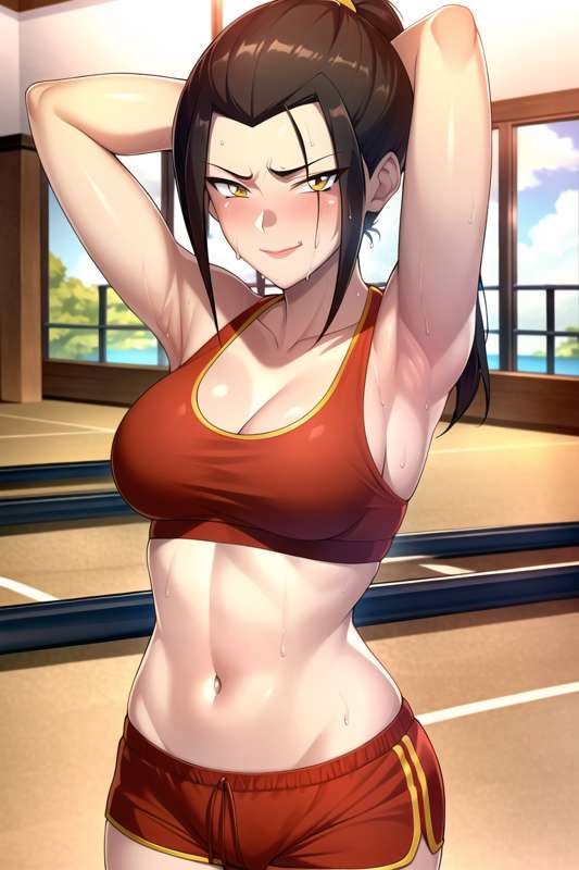 1girls ai_generated armpit avatar_legends avatar_the_last_airbender azula female fire_nation gym gym_clothes osyasenpai stable_diffusion