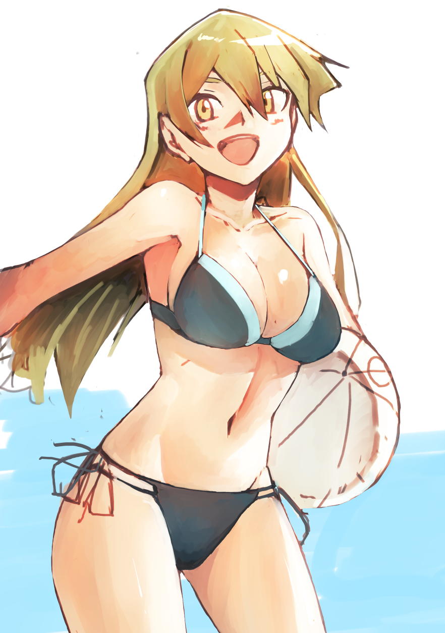 alexis_rhodes amber_eyes beach beach_ball bikini blonde_hair cleavage large_breasts long_hair rourou_ill tenjouin_asuka voluptuous yu-gi-oh! yu-gi-oh!_gx