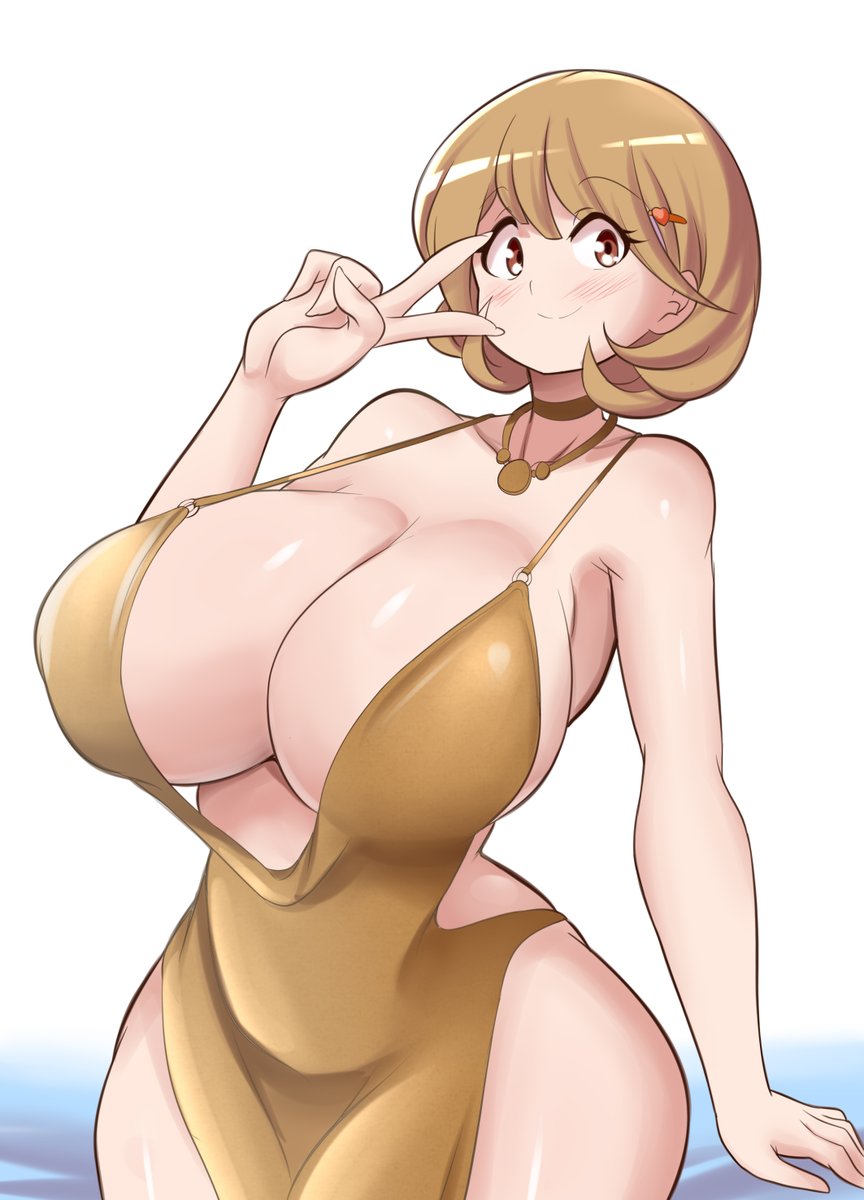 big_breasts breasts cleavage dress female female_focus female_only gigantic_breasts huge_breasts lucyfercomic narusawa_ryouka occultic;nine short_hair thick_thighs wide_hips