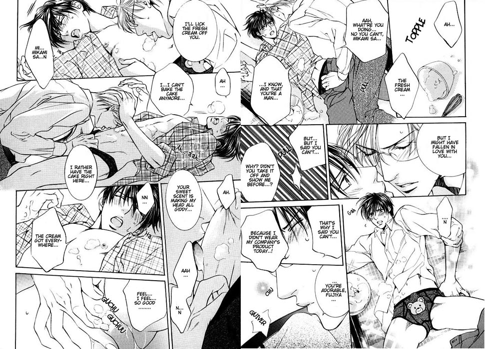 ayano_yamane comic cream fellatio gay hard_translated lingerie male manga monochrome open_clothes open_shirt oral panties penis print_panties shirt translated underwear yamane_ayano yamane_ayano_(artist) yaoi