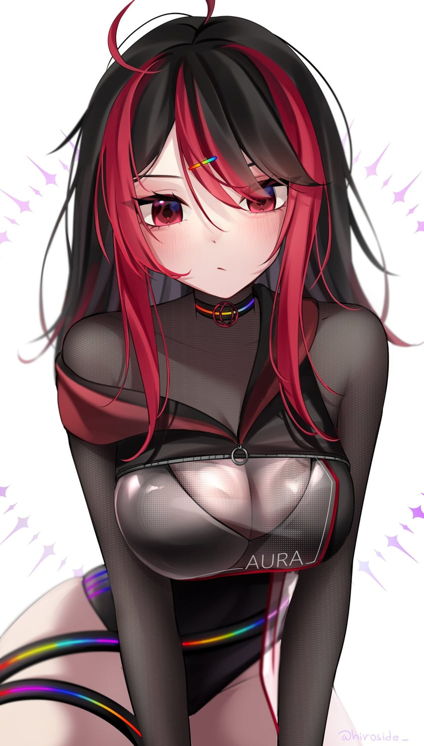 big_breasts choker gx_aura looking_at_viewer opera_(browser) opera_gx red_eyes red_hair virtual_youtuber vtuber